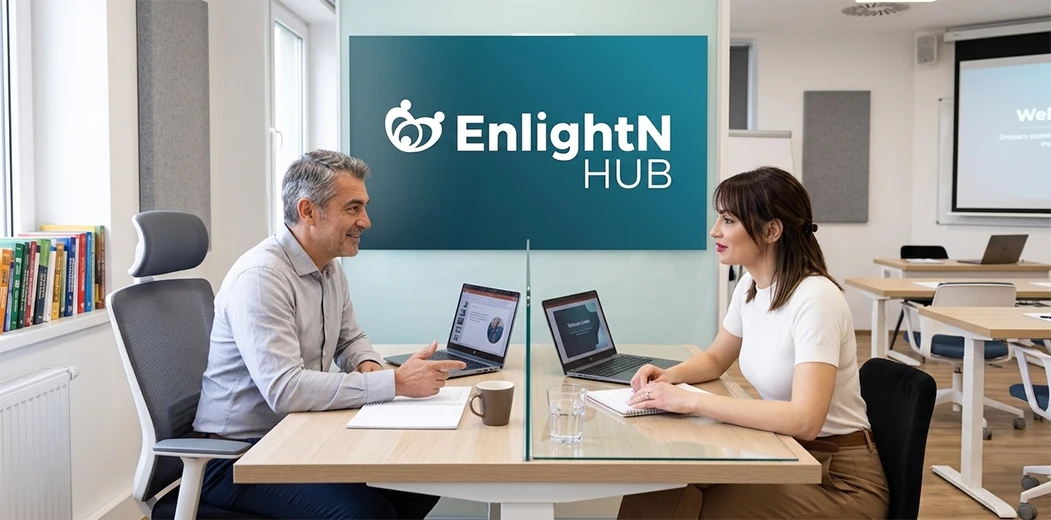 Entretien individuel bienveillant chez EnlightN Hub pour co-construire un parcours professionnel sur-mesure.